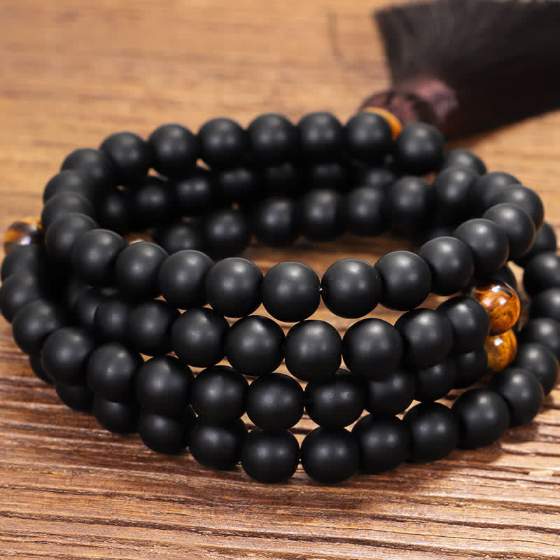 KarmaRipple's 108 Mala Beadwork Frosted Stone Tiger Eye Balance Bracelet Pendant Necklace p5