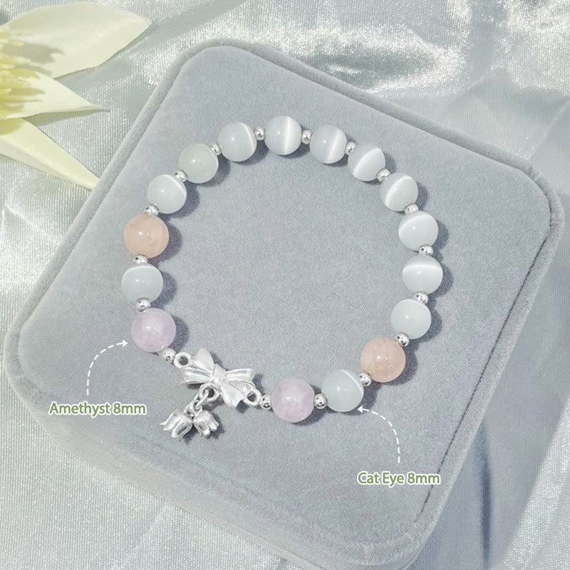 KarmaRipple's Cat's Eye Lavender Amethyst Rosette Talisman Bracelet p5