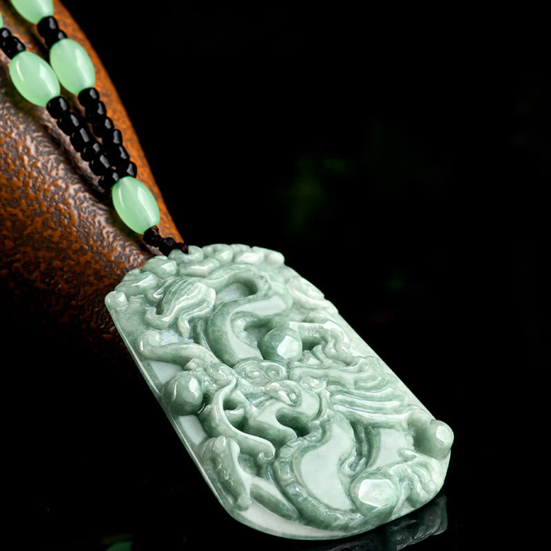 KarmaRipple's Year Of The Dragon Chinese Zodiac Dragon Soaring Jade Protection Bead Chain Pendant Necklace p4