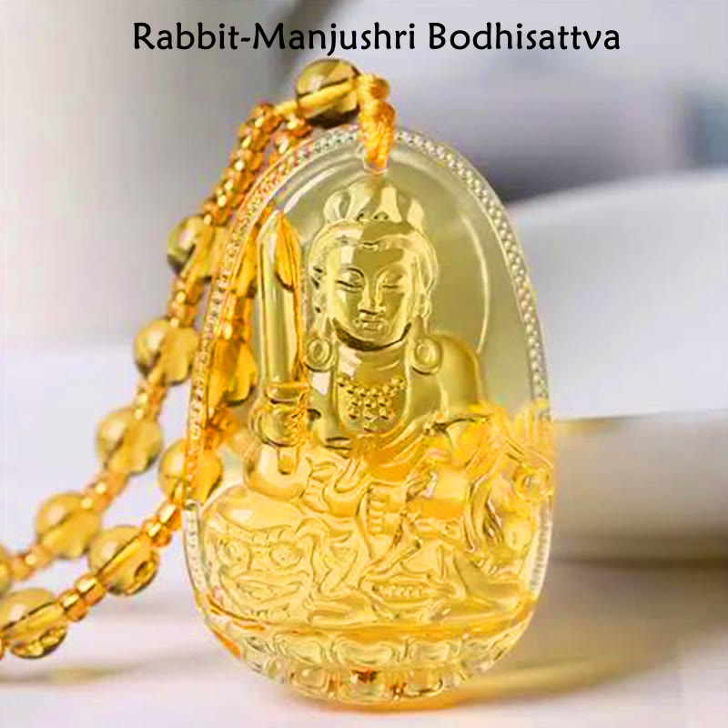 KarmaRipple's Citrine Guardian Buddha Serenity Necklace Pendant ( p4