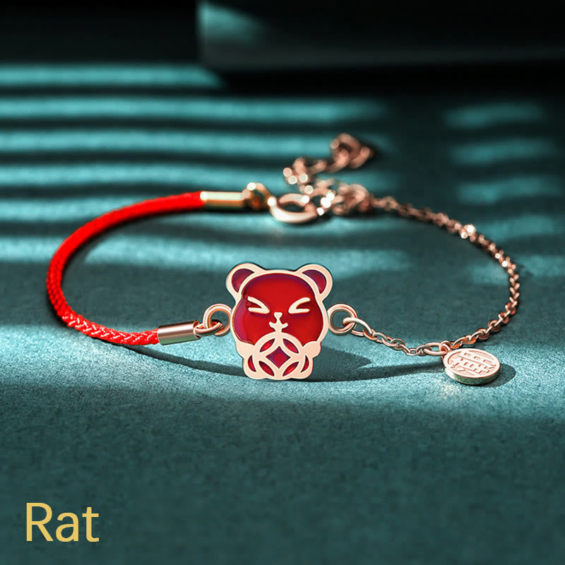 KarmaRipple's 925 Sterling Silver Color-changing Chinese Zodiac Fortune Protection Red String Chain Bracelet p2