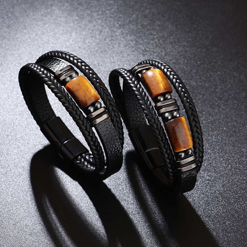 KarmaRipple's Tiger Eye Power Magnetic Buckle Multilayered Leather Bracelet p10