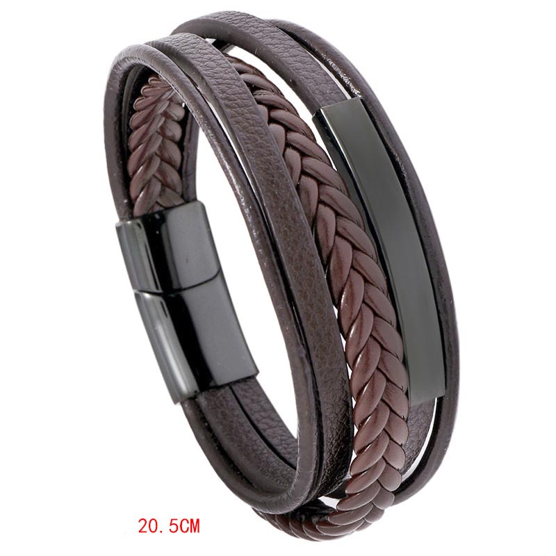 KarmaRipple's Simple Design Titanium Steel Leather Fortune Bracelet p2