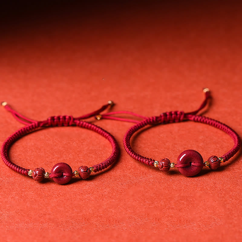 KarmaRipple's Handmade Cinnabar Peace Buckle Lotus Calm Blessing Woven Rope Bracelet p17
