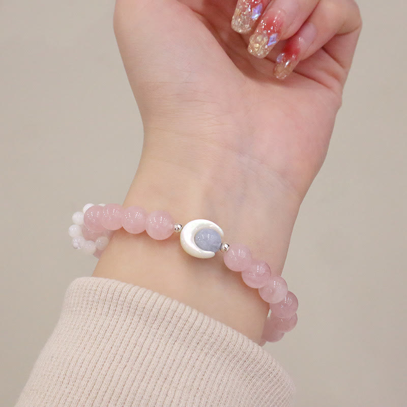 KarmaRipple's 925 Sterling Silver Authentic Amethyst Aquamarine Pink Gemstone Cat's Eye Balancing Crescent Moon Bracelet p15