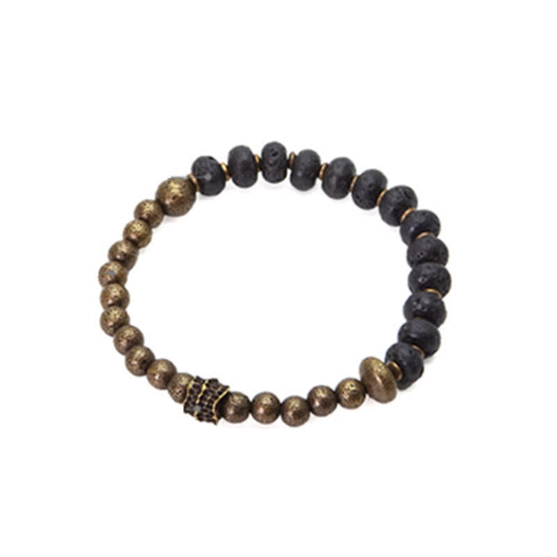 KarmaRipple's Lava Rock Stone Bronze Balance Cuff Bracelet Bangle p10