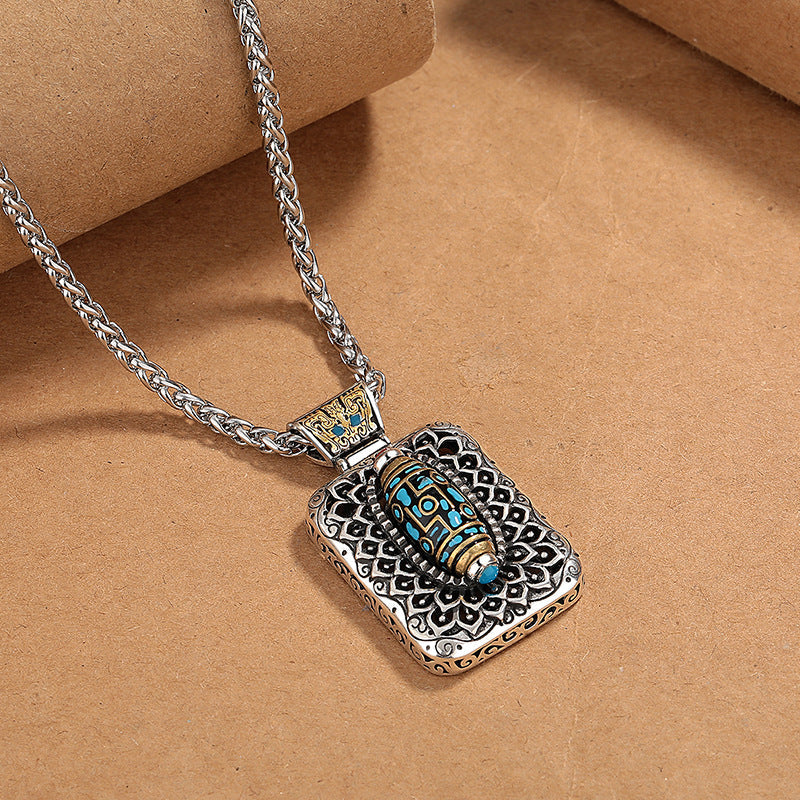KarmaRipple's Nine-Eye Dzi Bead Design Bronze Balancing Rotatable Pendant Necklace p2