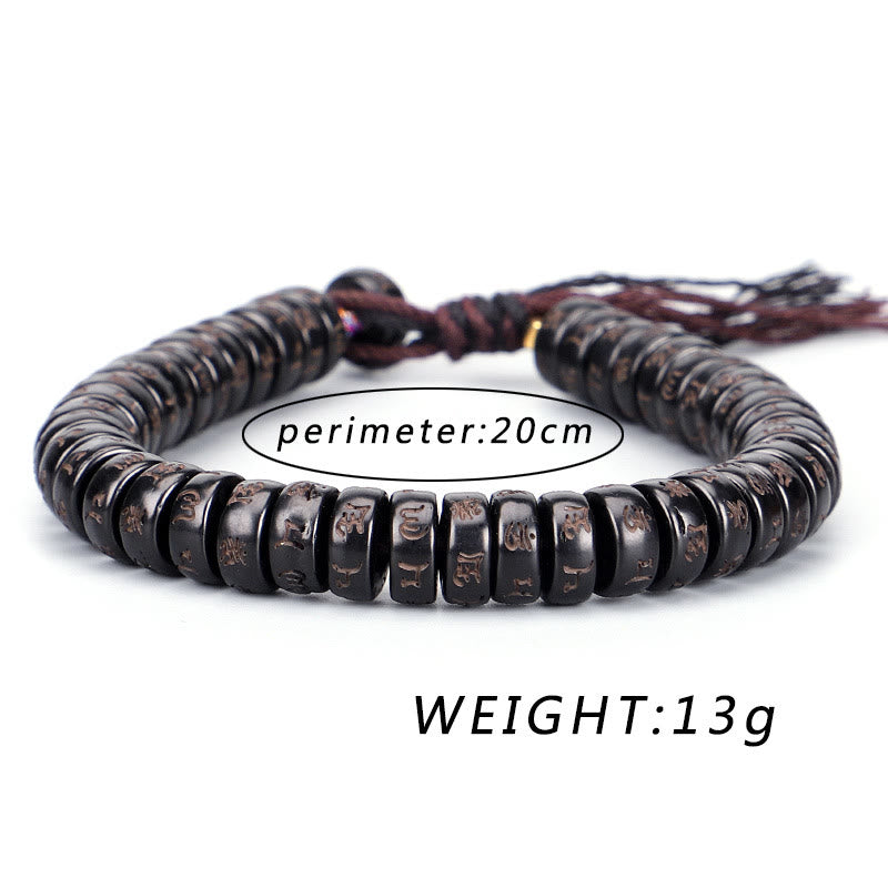 KarmaRipple's Tibetan Coconut Shell Beadwork Engraved Om Mani Padme Hum Mantra Positive String Bracelet p7