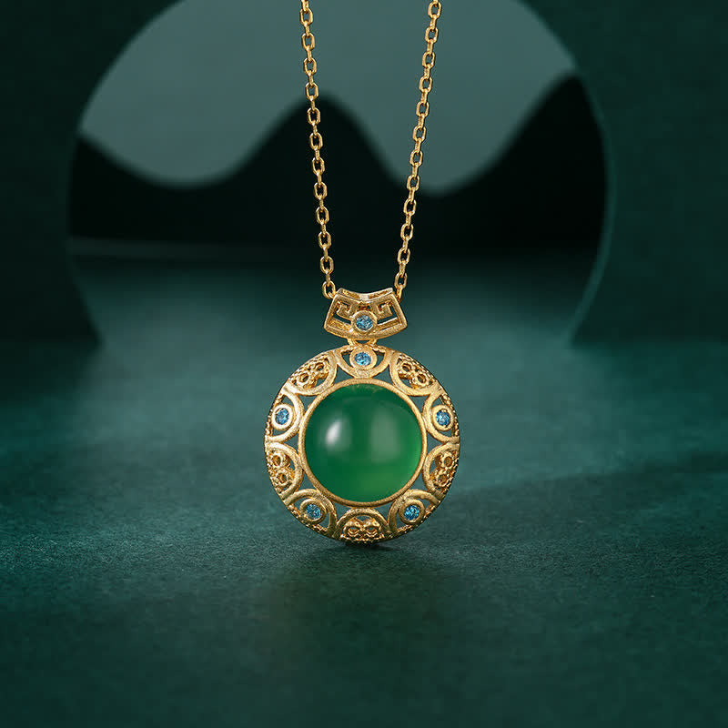 KarmaRipple's 925 Sterling Silver Green Chalcedony Hetian Ivory Jade Strength Pendant Necklace p12