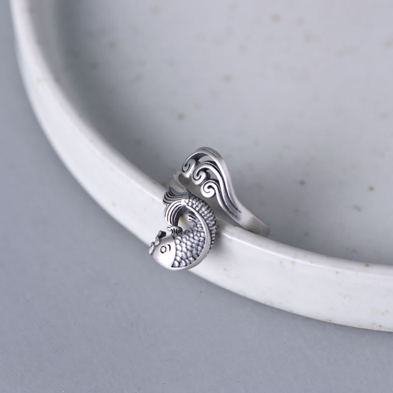 KarmaRipple's 925 Sterling Silver Koi Fish Water Ripple Fortune Wealth Ring p10