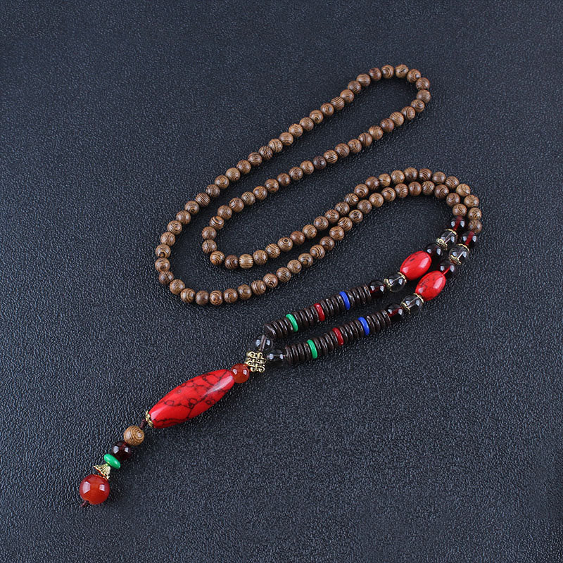 KarmaRipple's Wenge Wood Turquoise Stone Protection Calm Pendant Necklace p2