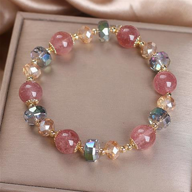 KarmaRipple's Authentic Strawberry Quartz Colorful Gemstone'sitive Bracelet p5