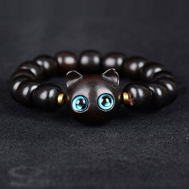 KarmaRipple's Ebony Wood Green Sandalwood Red Sandalwood Lovely Cat Balance Bracelet p6