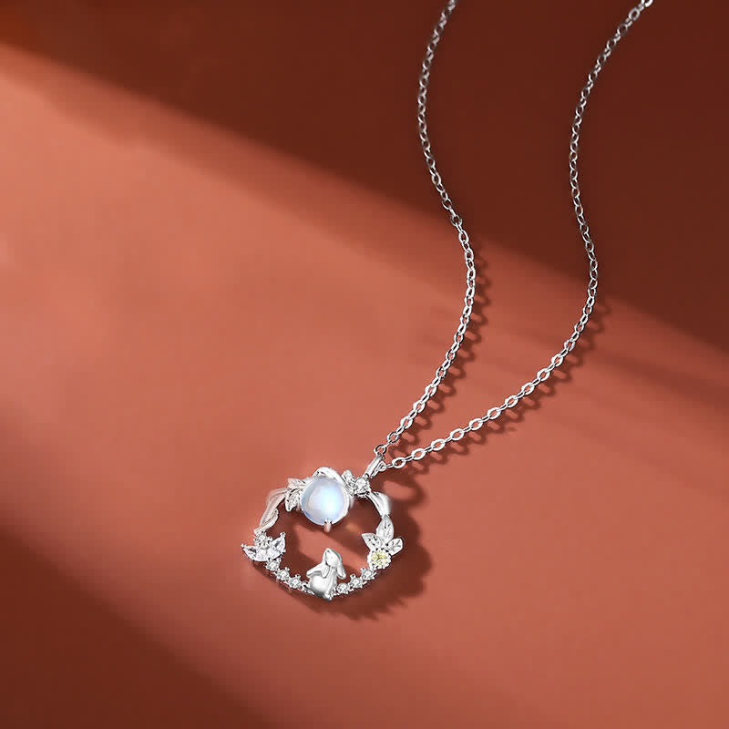 KarmaRipple's 925 Sterling Silver Year of the Rabbit Moonstone Moon Flower Pattern Pendant Necklace Bracelet Earrings p2