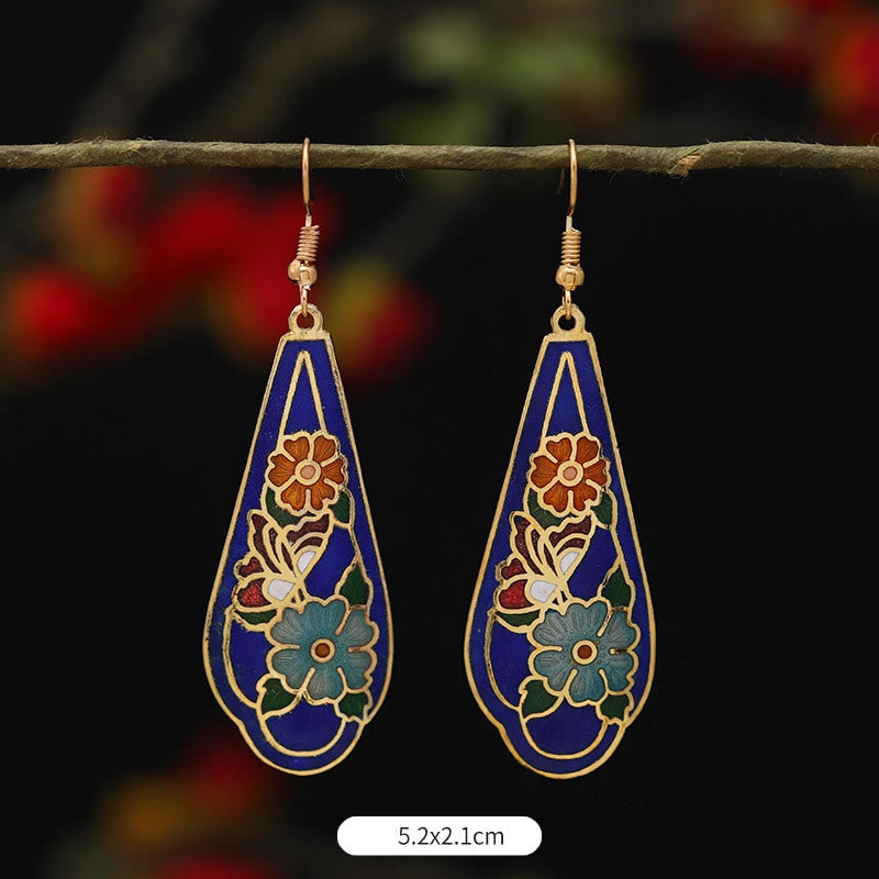 KarmaRipple's Lotus Butterfly Flower Alloy Bronze Enlightenment Drop Earrings p32