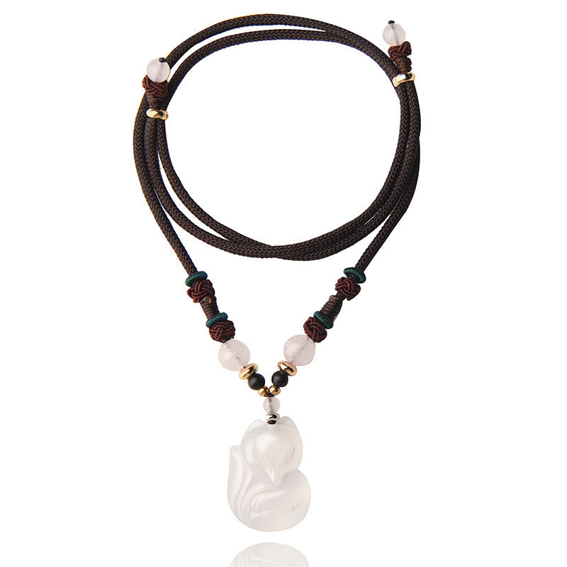 KarmaRipple's Chalcedony Fox Pink Gemstone Bead Balance String Pendant Necklace p10