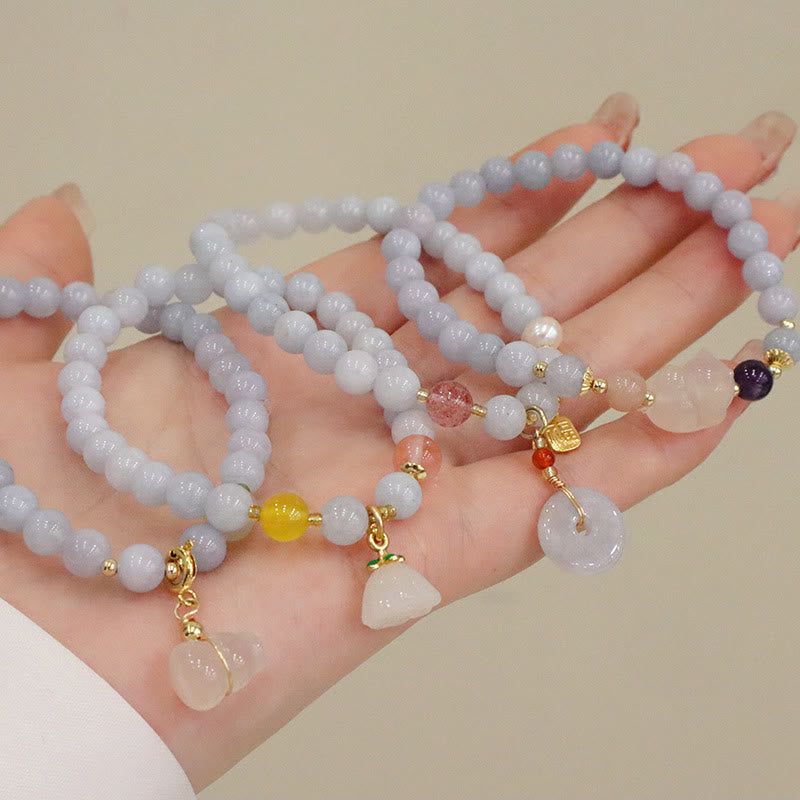 KarmaRipple's Authentic Aquamarine Chalcedony Serenity Rabbit Gourd Cat Talisman Bracelet p13