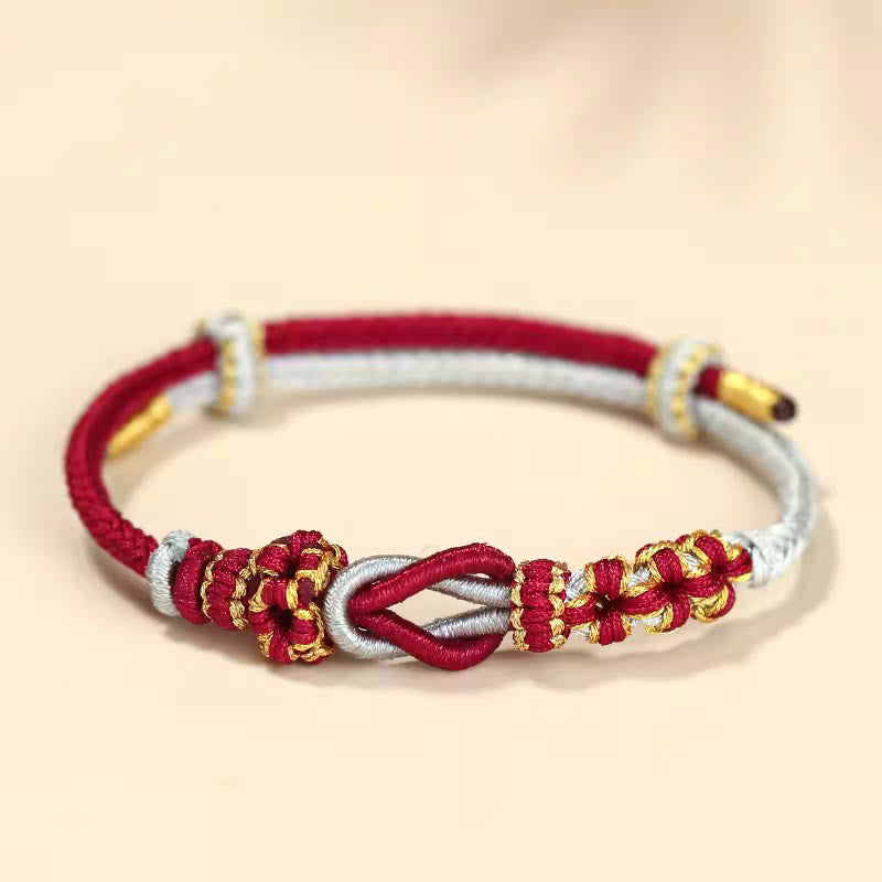KarmaRipple's Handmade Peach Blossom Weave Eight Thread Peace Weave Fortune Protection Bracelet p17