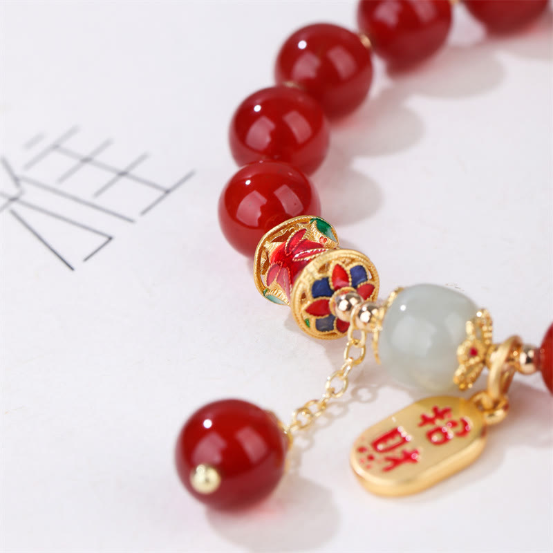 KarmaRipple's Authentic Red Agate Jade Confidence Fortune Blessing Talisman Bracelet p3