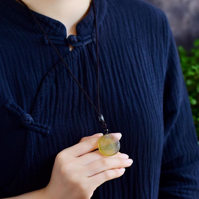 KarmaRipple's Taoism Five Sacred Mountains Yin Yang Symbol Liuli Gemstone Balance Pendant Necklace Key Chain p12