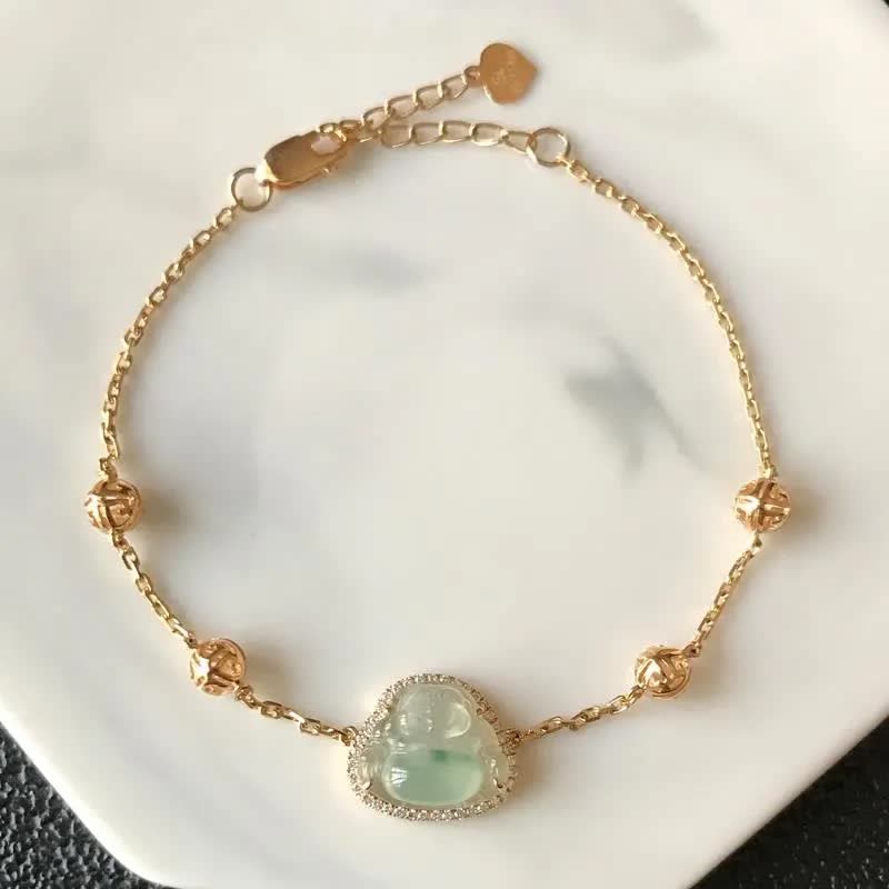 KarmaRipple's Laughing Buddha Jade Abundance Chain Bracelet p1