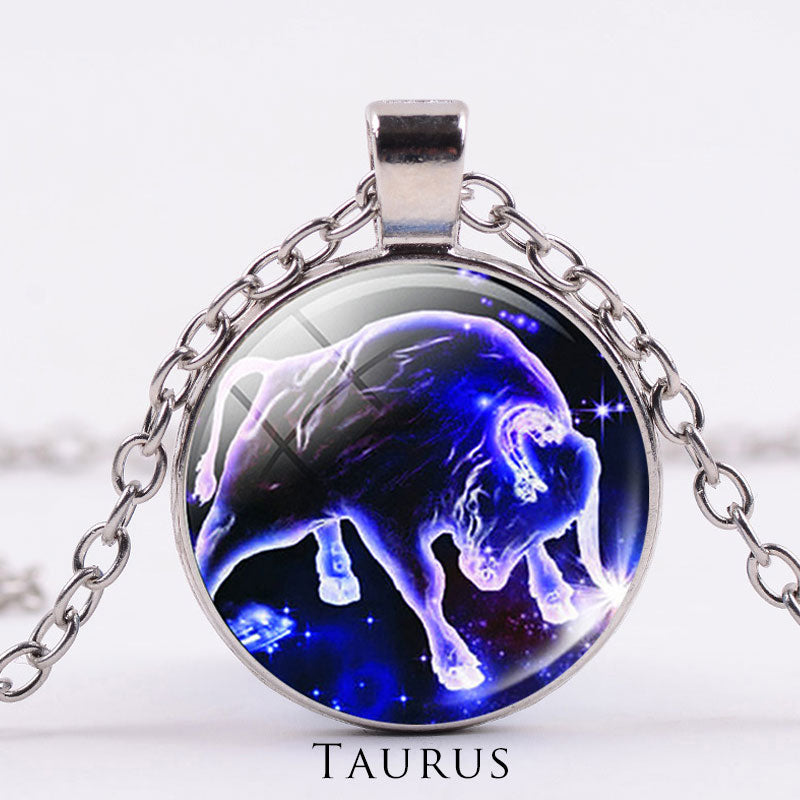 KarmaRipple's 12 Constellations of the Zodiac Moon Starry Sky Protection Blessing Pendant Necklace p62
