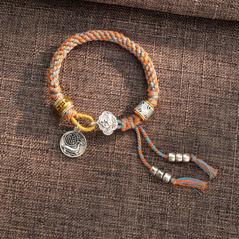 KarmaRipple's Handmade Tibetan Om Mani Padme Hum Fu Character Fortune Fortune Woven Bracelet p1