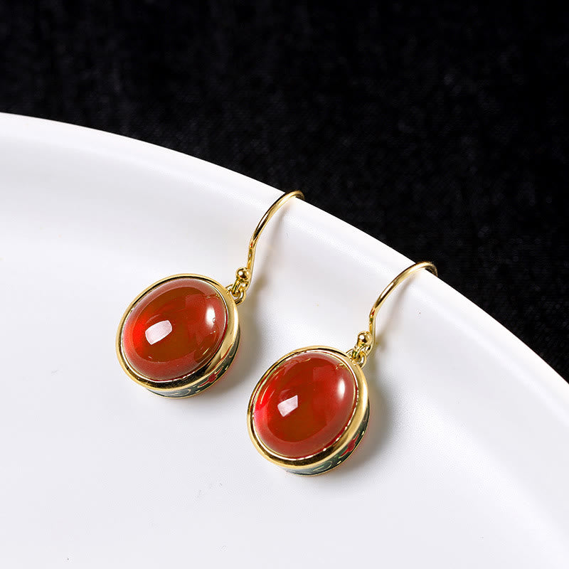 KarmaRipple's Round Red Corundum Confidence Hook Drop Dangle Earrings p4
