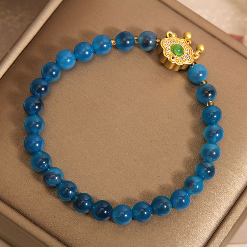 KarmaRipple's Blue Candy Agate Chinese Lock Talisman Balancing Bracelet p3