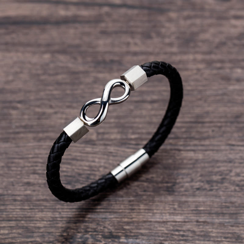 KarmaRipple's Endless Weave Titanium Steel Infinity Leather Weave Balance Bracelet p11