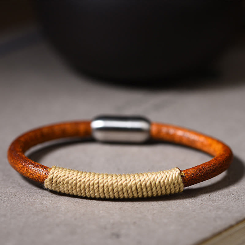 KarmaRipple's Tibetan Leather Handmade Five Elements Fortune Braid String Buckle Bracelet p22