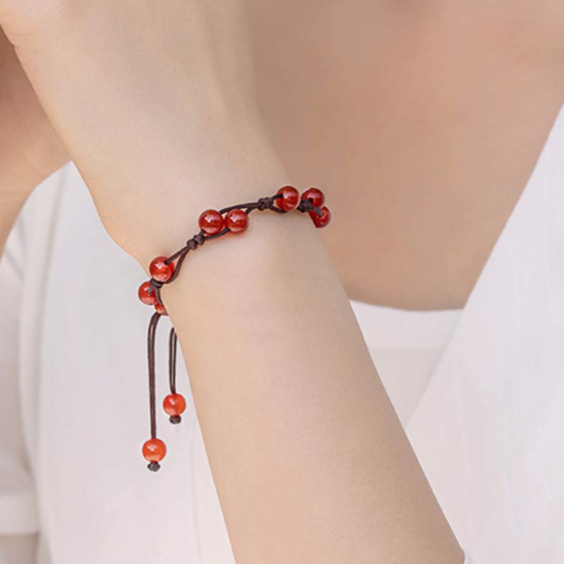 KarmaRipple's Red Agate Moss Agate Cinnabar Calm Bracelet p12