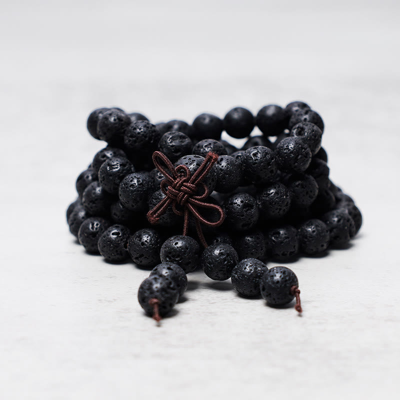 KarmaRipple's 108 Authentic Lava Rock Beadwork Prayer Mala Bracelet Pendant p4