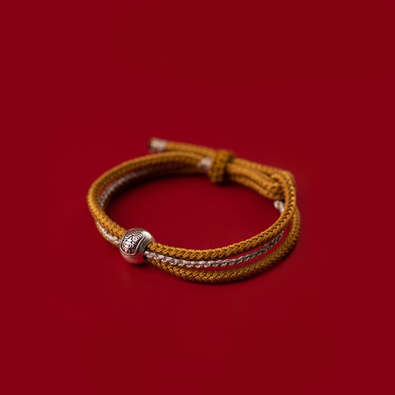KarmaRipple's 925 Sterling Silver Tibetan Zakiram Goddess of Wealth Fortune Rope Bracelet p3