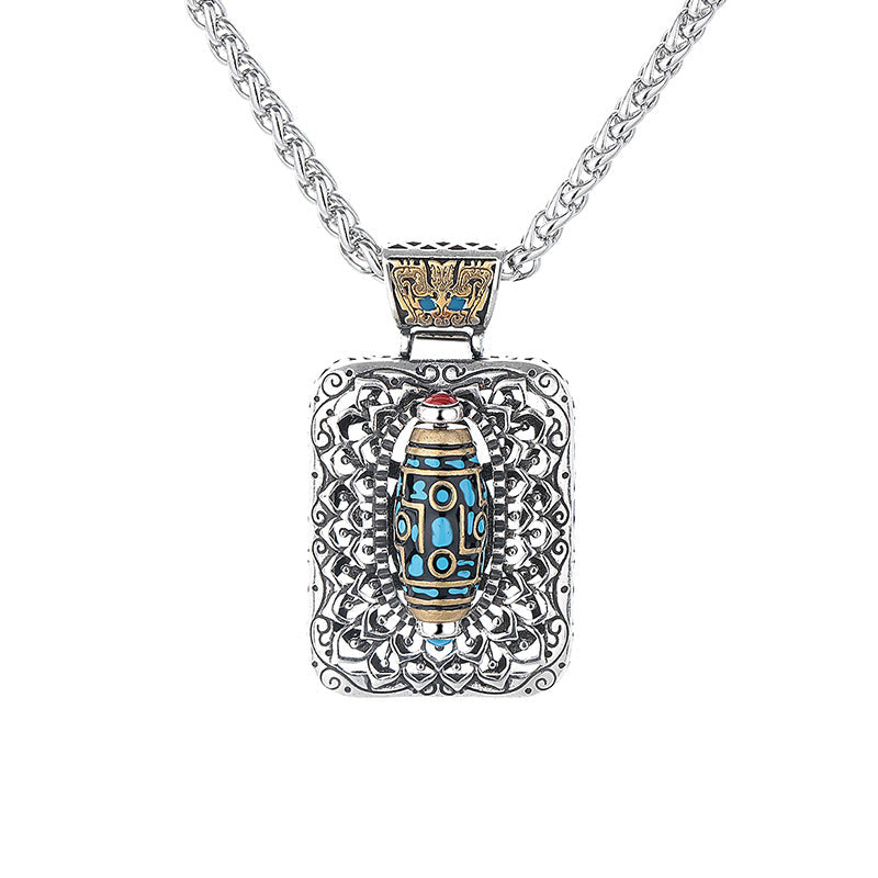 KarmaRipple's Nine-Eye Dzi Bead Design Bronze Balancing Rotatable Pendant Necklace p5