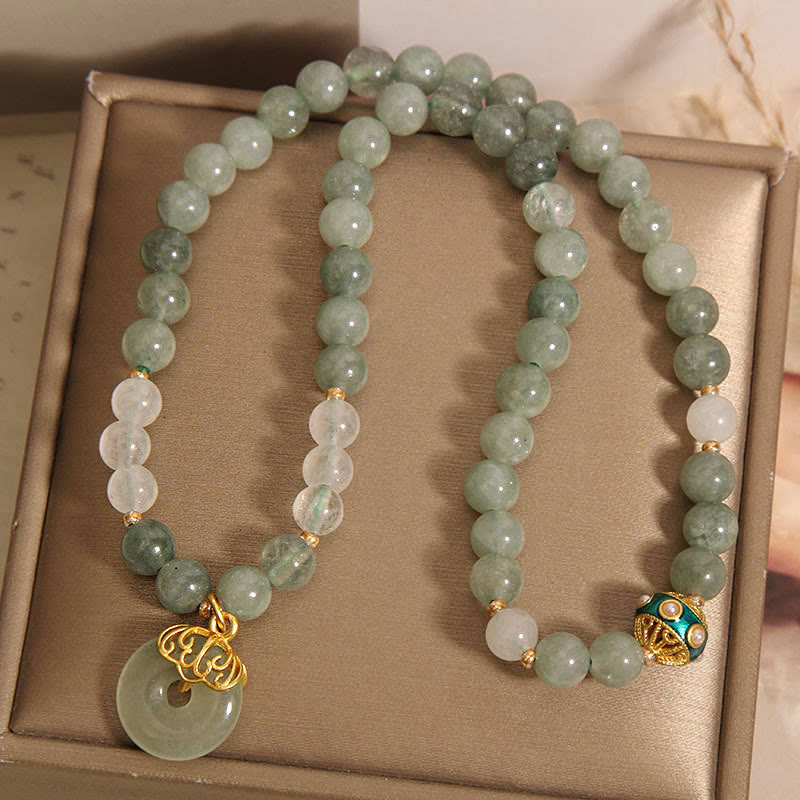 KarmaRipple's Green Aventurine Peace Buckle Talisman Fortune Double Wrap Bracelet p3
