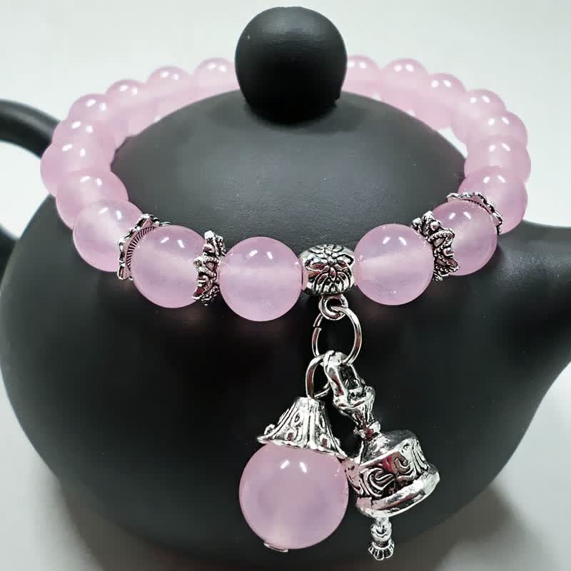 KarmaRipple's Vintage Gemstone Chalcedony Stone Energy Beaded Bell Talisman Bracelet p13