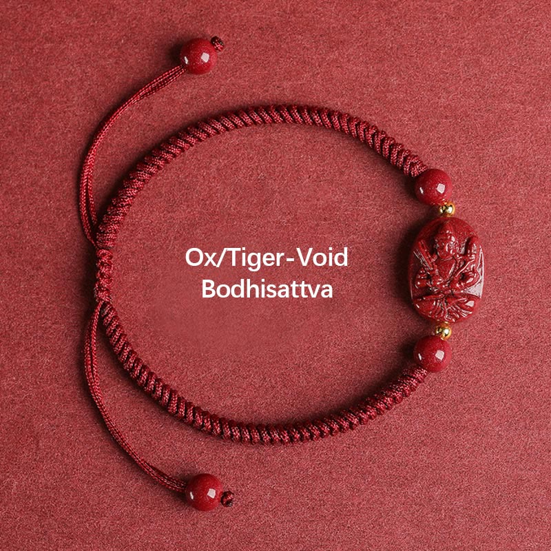 KarmaRipple's Chinese Zodiac Natal Buddha Cinnabar Keep Away Evil Spirits Rope Bracelet ( p20