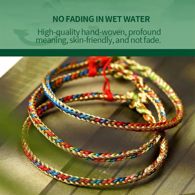 KarmaRipple's 925 Sterling Silver Fu Character Zongzi Pattern Multicolored String Fortune Handmade Woven Bracelet p17