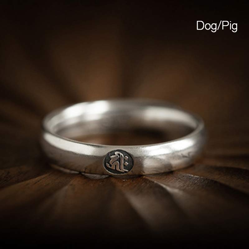 KarmaRipple's 925 Sterling Silver Chinese Zodiac Natal Buddha Blessing Pair Ring p47
