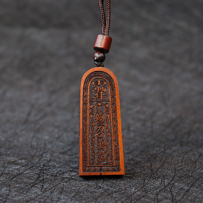 KarmaRipple's Lightning Struck Jujube Wood Taoist Five Thunder Order Fortune Protection Pendant Necklace p6