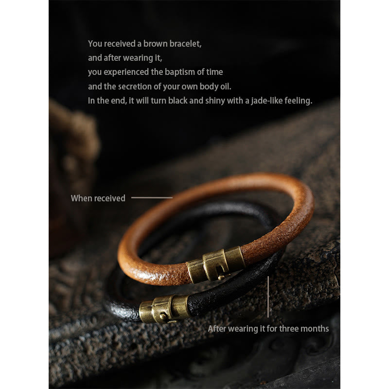 KarmaRipple's Retro Leather Fortune Balancing Bronze Magnetic Buckle Bracelet p15