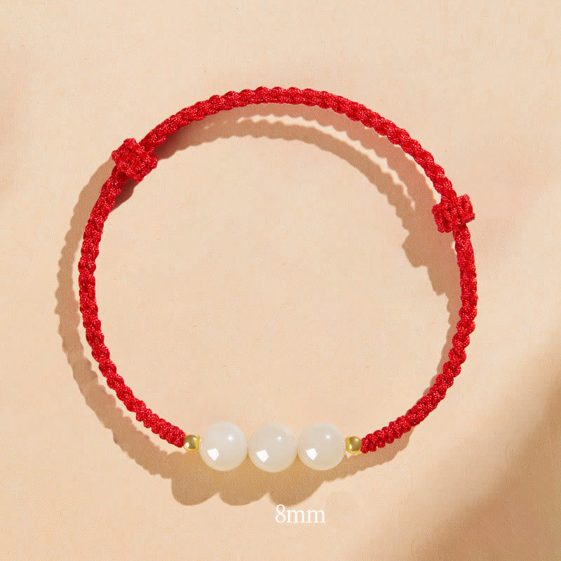 KarmaRipple's Handcrafted Round Jade Fortunate Bead Prosperity Woven Bracelet p39