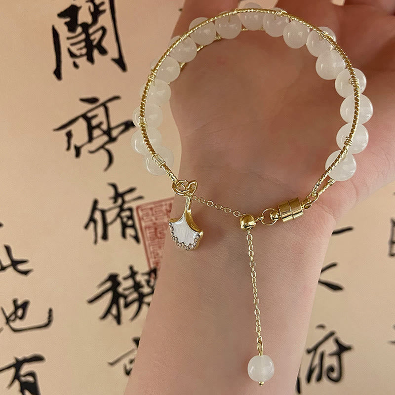 KarmaRipple's Ginkgo Leaf Jade Bead Fortune Bracelet p6