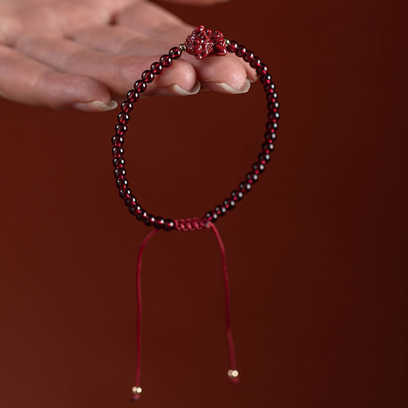KarmaRipple's Garnet Cinnabar PiXiu Blessing Calm String Bracelet p5