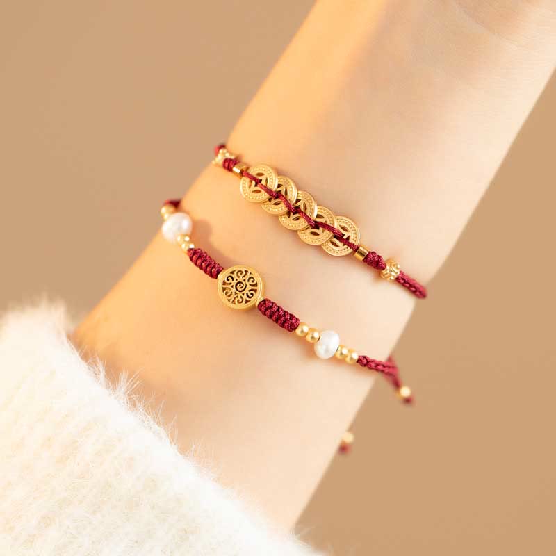 KarmaRipple's Bronze Coin Fortune Tree Fortune Strength Woven Bracelet p32