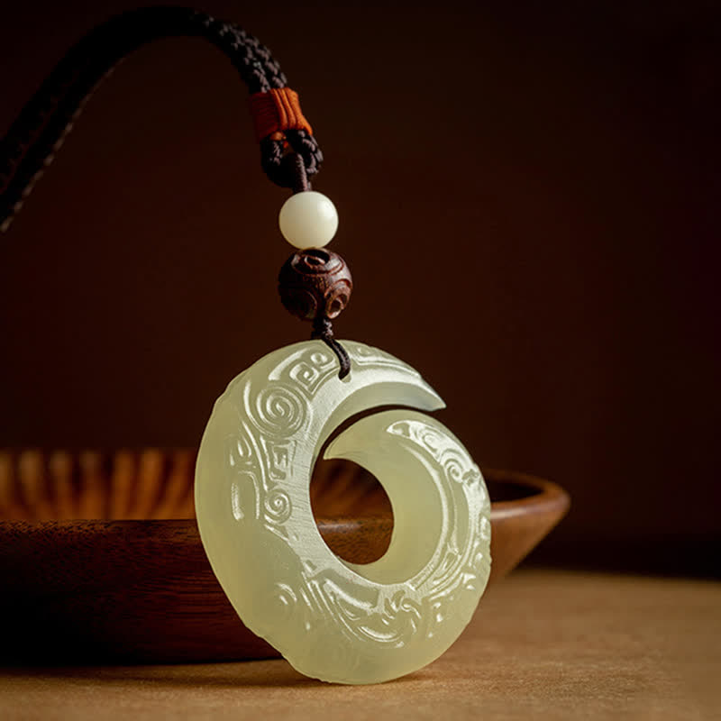 KarmaRipple's Peace Buckle Jade Small Leaf Red Sandalwood Cinnabar Agate Fortune Pendant Necklace p6