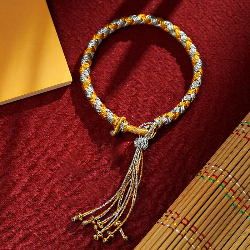 KarmaRipple's Handmade Tibetan Five God Of Wealth Dragon Scale Rope Fortune Braid Bracelet p7