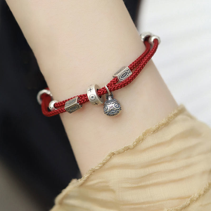 KarmaRipple's 925 Sterling Silver Gold Swallowing Beast Koi Fish Wealth Handcrafted Woven Bracelet p5