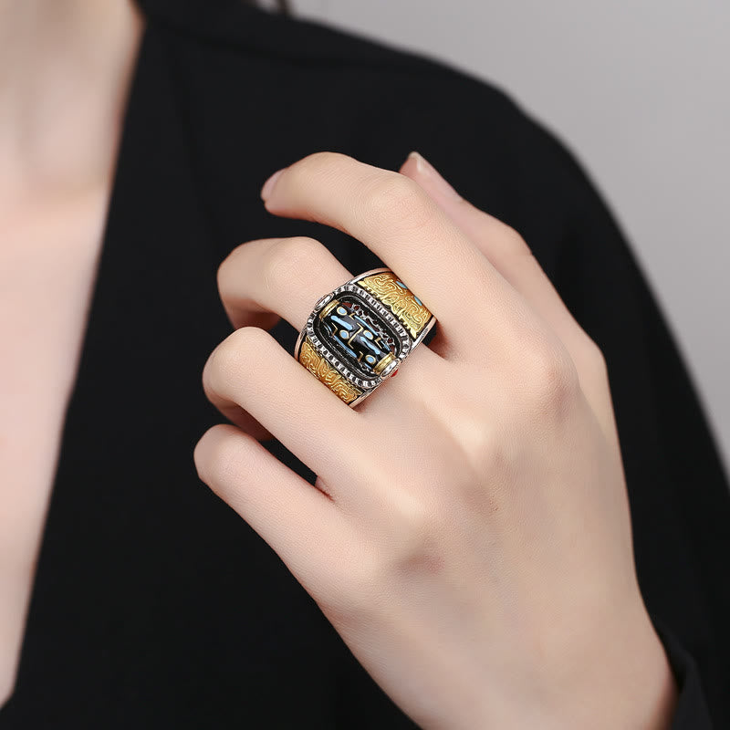 KarmaRipple's Tibetan Nine-Eye Dzi Bead Wealth Blessings Rotatable Ring p4